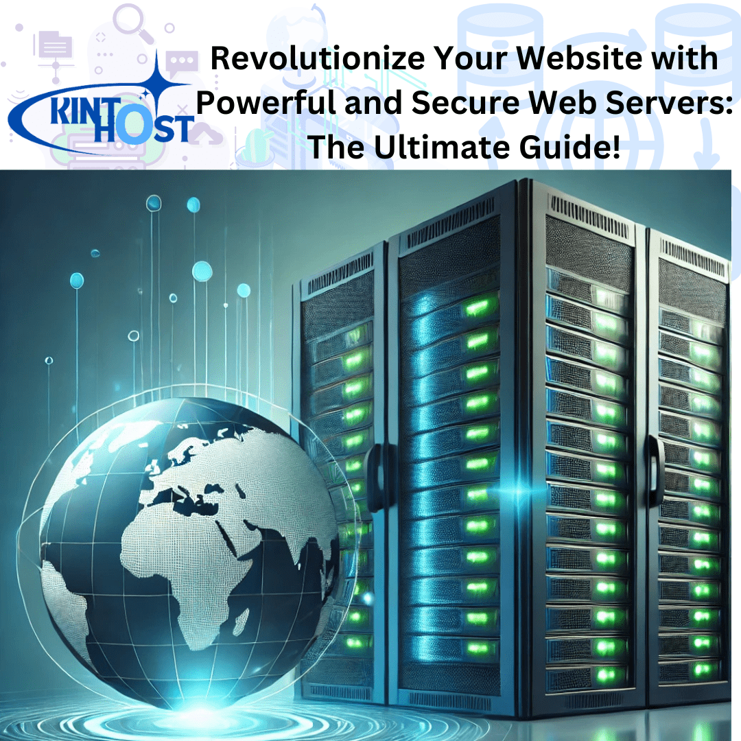A server rack with glowing lights representing a web server delivering content to connected devices.